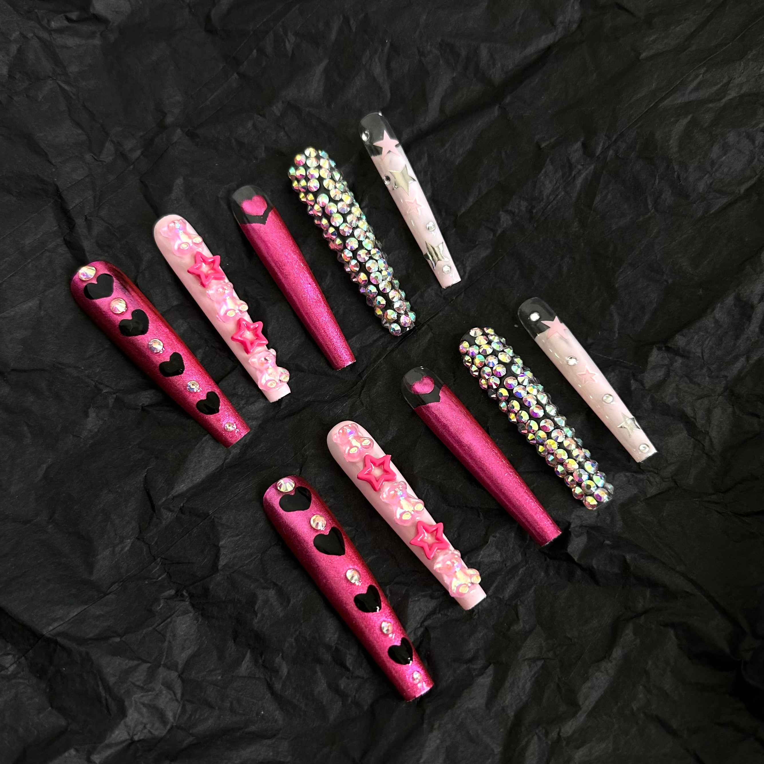 PIXIE-TEN PIECES OF HANDCRAFTED PRESS ON NAIL