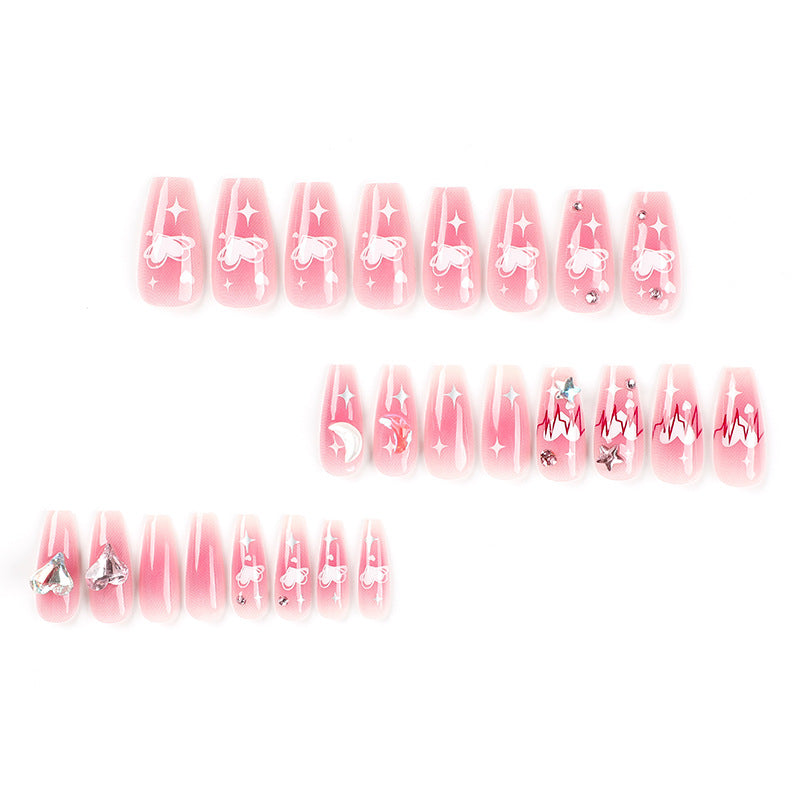 24PCS MEDIUM ALMONDS VALENTINE'S DAY NAILS