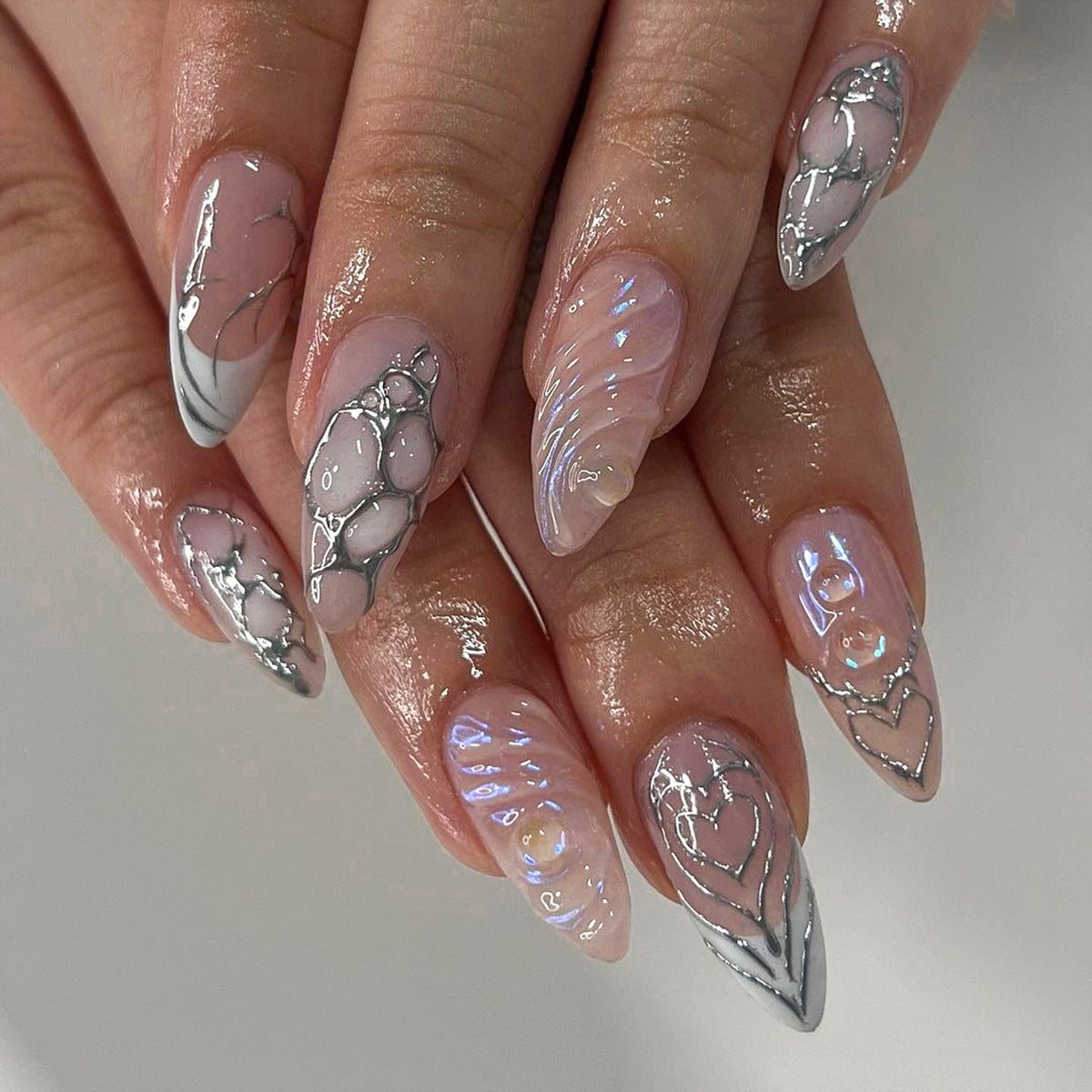 24PCS MEDIUM ALMONDS PRESS ON NAILS