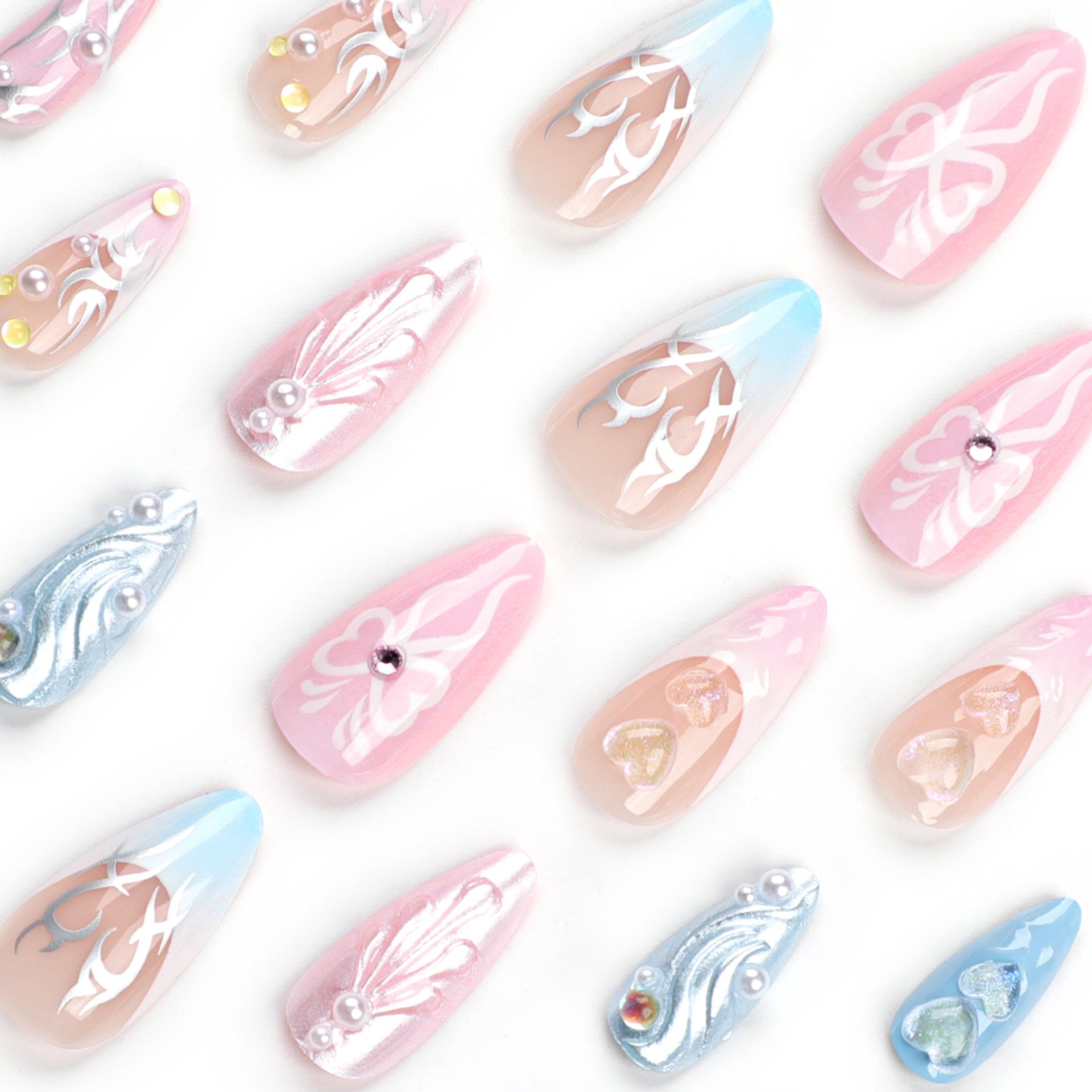 24PCS MEDIUM ALMONDS PRESS ON NAILS