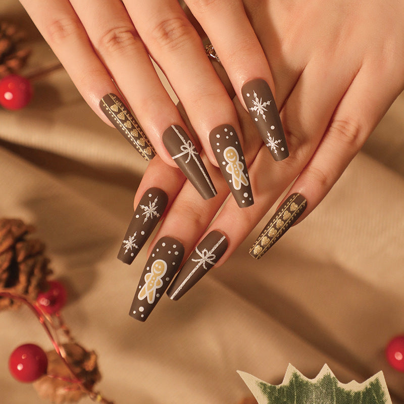 24PCS LONG COFFIN CHRISTMAS NAILS