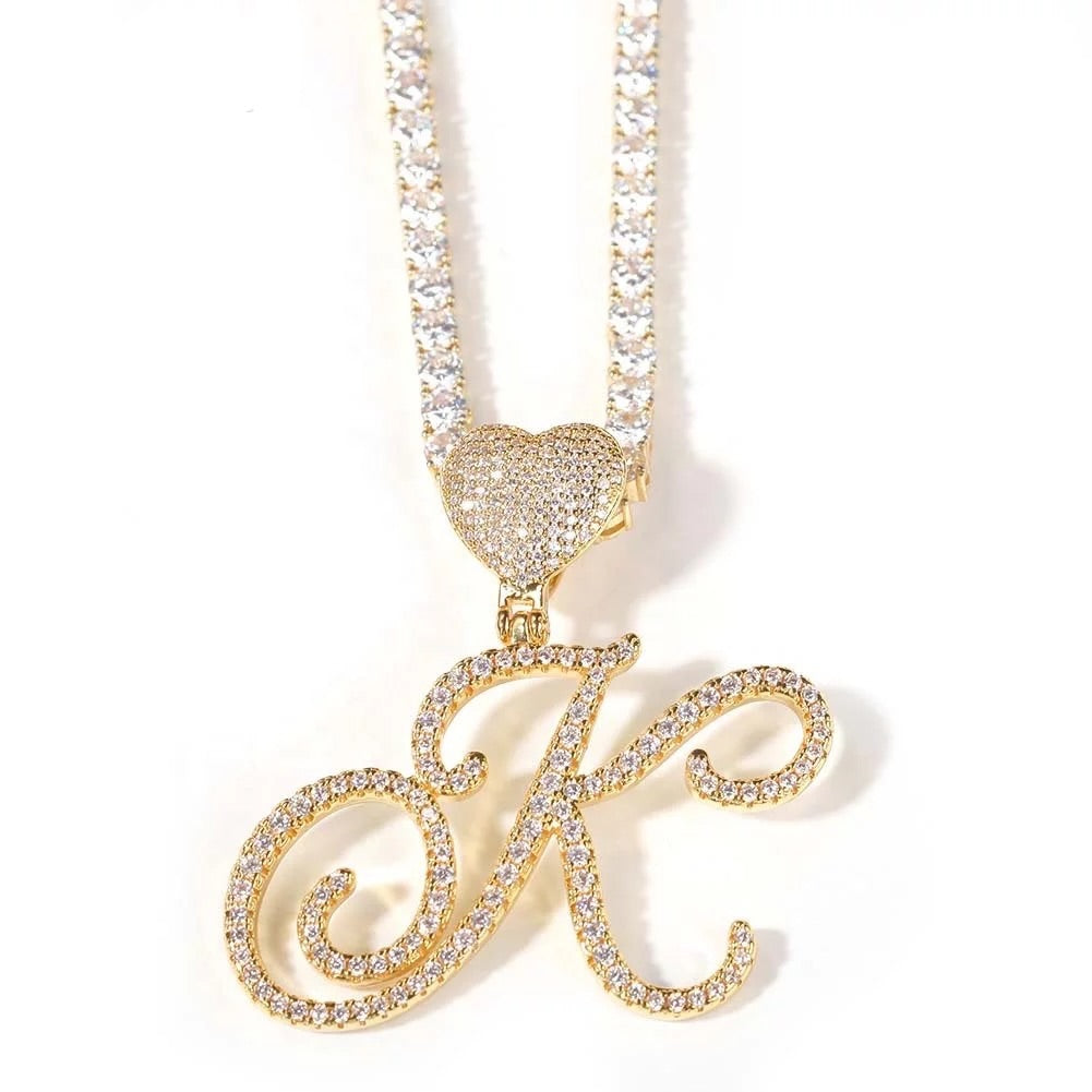 Custom Heart Tennis Initial Necklace