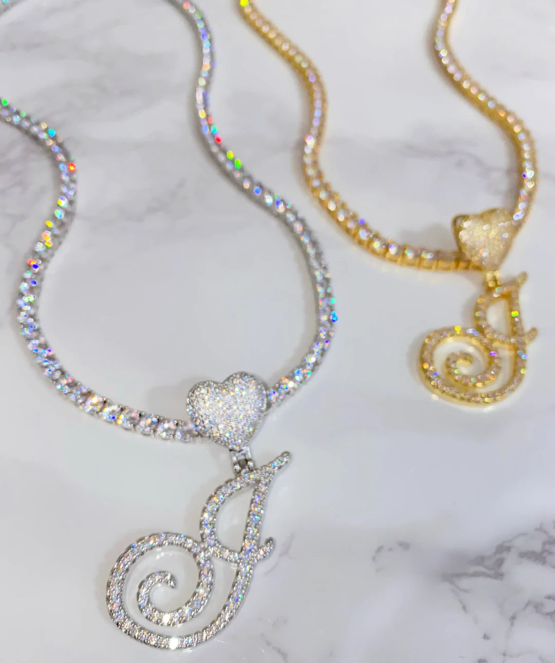 Custom Heart Tennis Initial Necklace