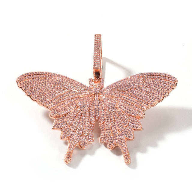 Rose Gold Cuban Link Butterfly Necklace