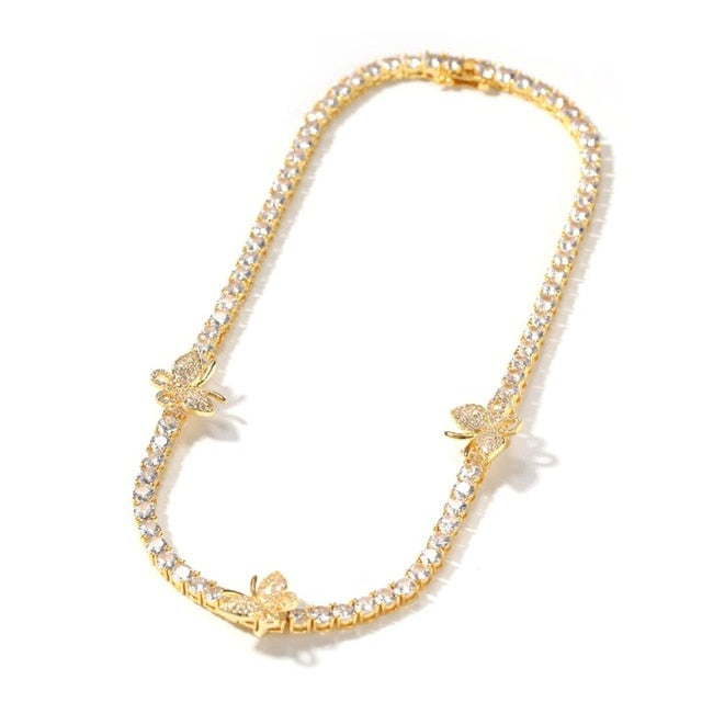 Tennis Chain Butterfly Necklace