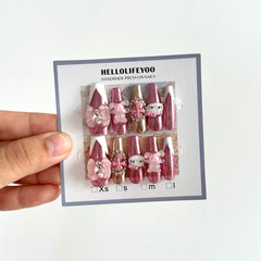 KITTY - TEN PIECES OF HANDCRAFTED PRESS ON NAIL