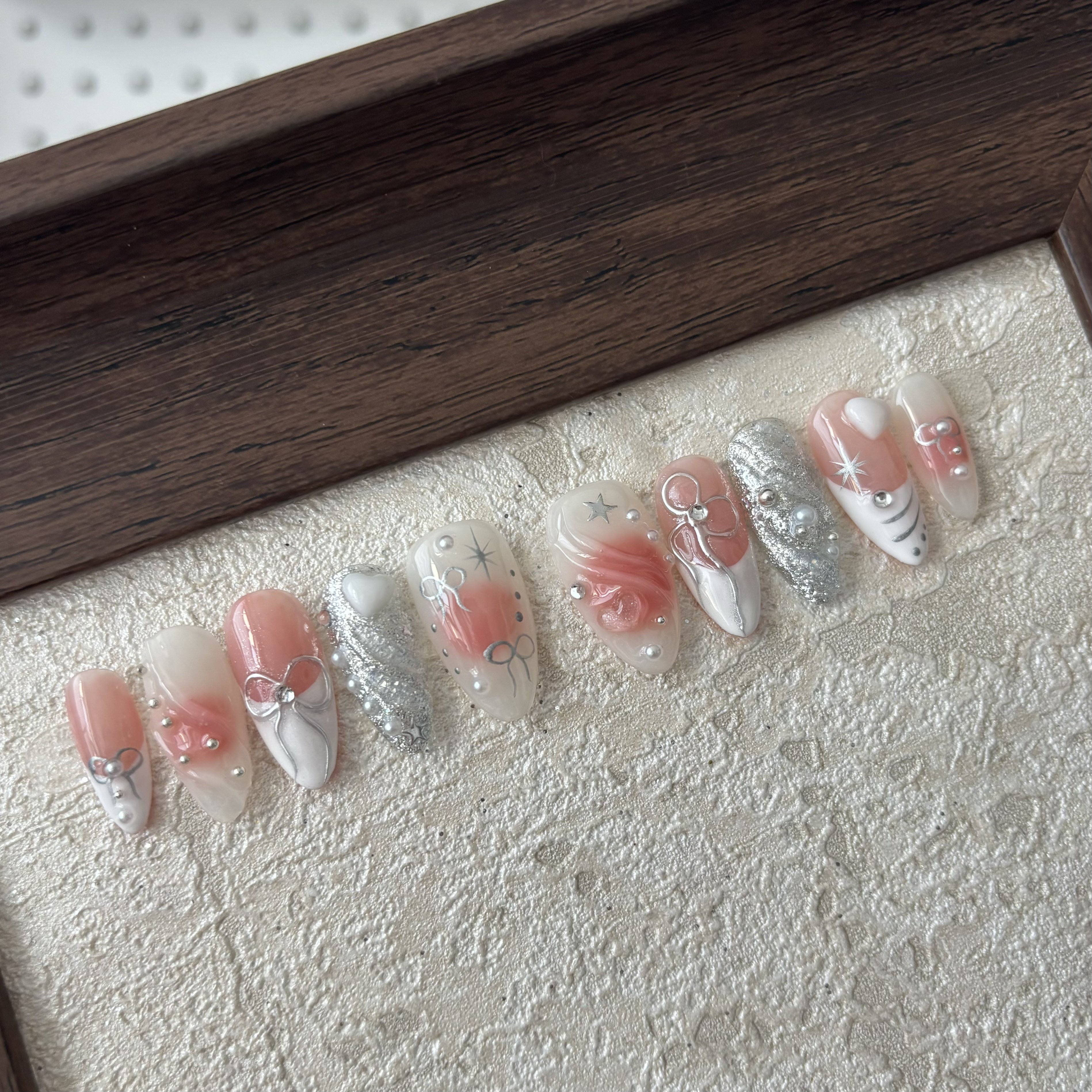 FIRST LOVE-TEN PIECES OF HANDCRAFTED PRESS ON NAIL