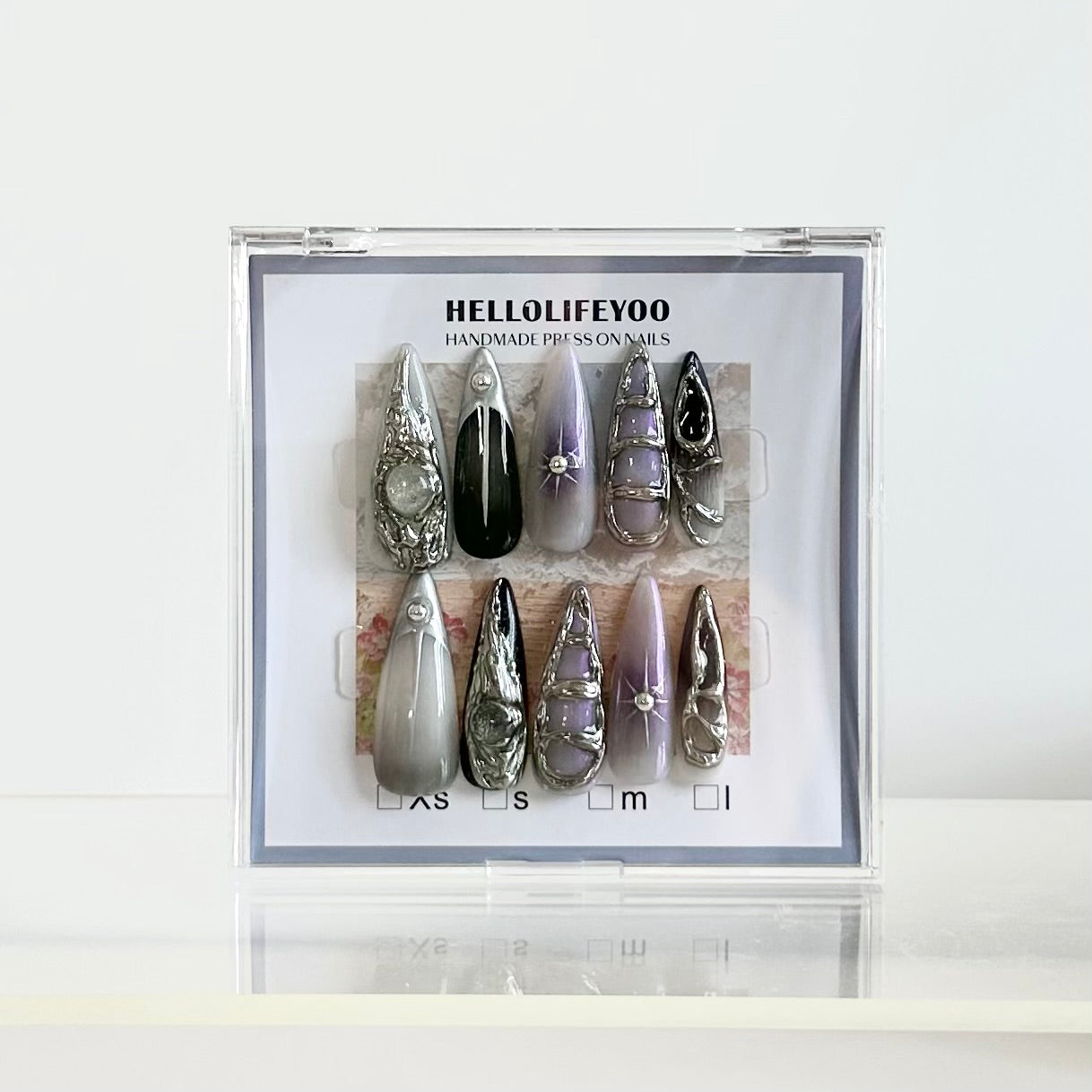 WHISPERS - TEN PIECES OF HANDCRAFTED PRESS ON NAIL