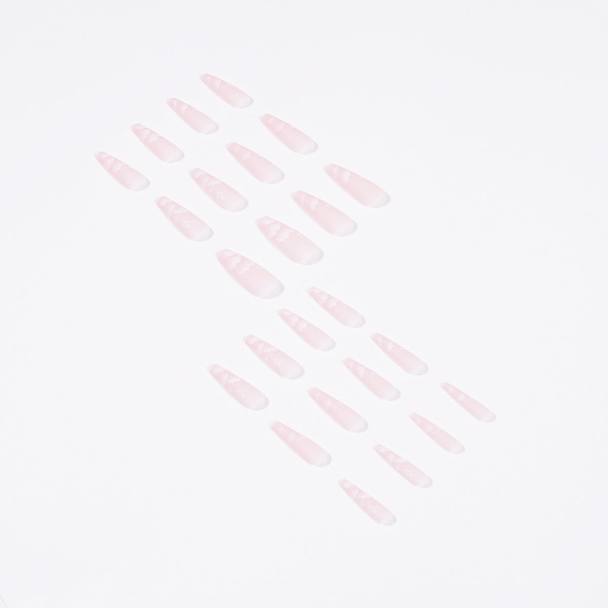 24 PCS LONG COFFIN PINK CLOUDS PRESS ON NAILS