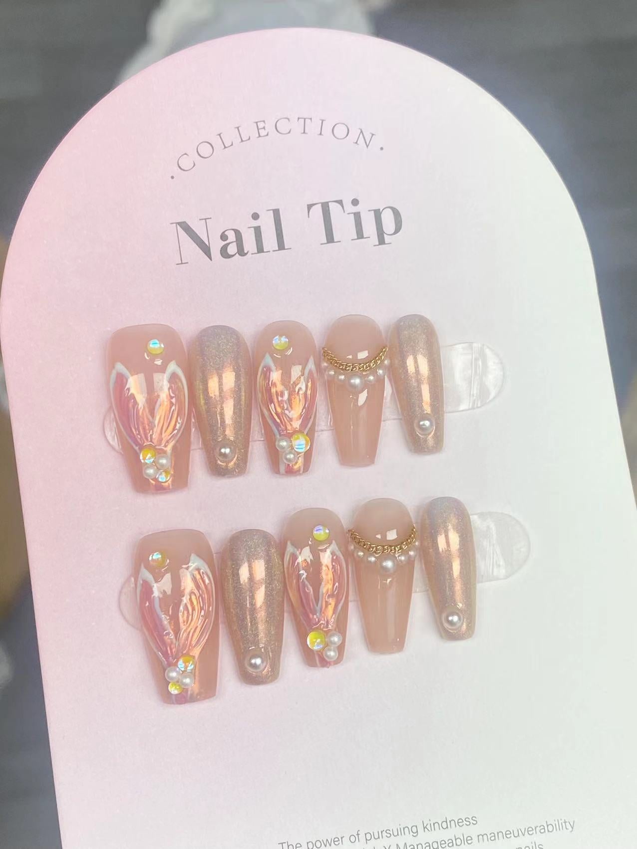 MERMAID-TEN PIECES OF HANDCRAFTED PRESS ON NAIL