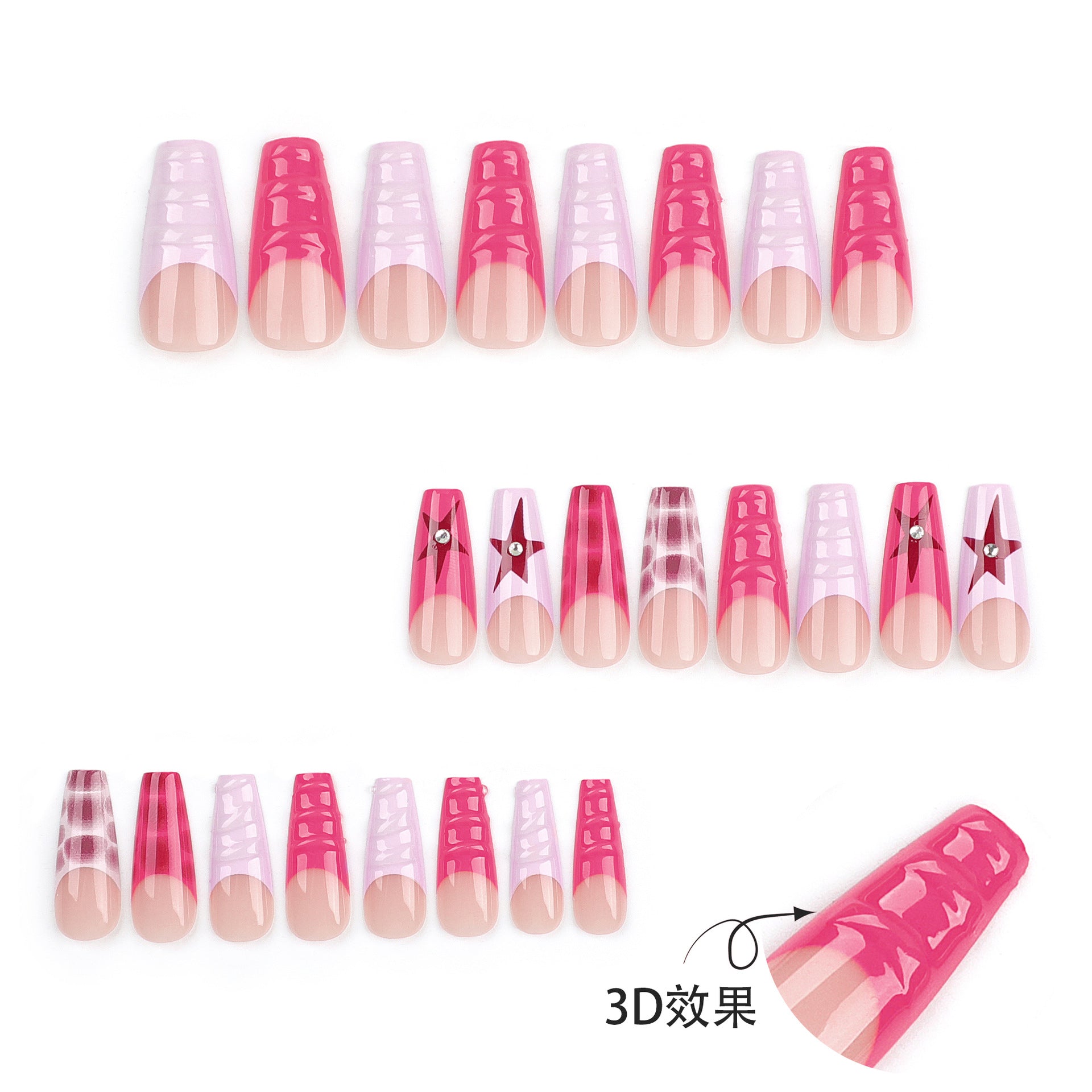 24PCS LONG COFFIN FIVE-POINTED STAR NAILS