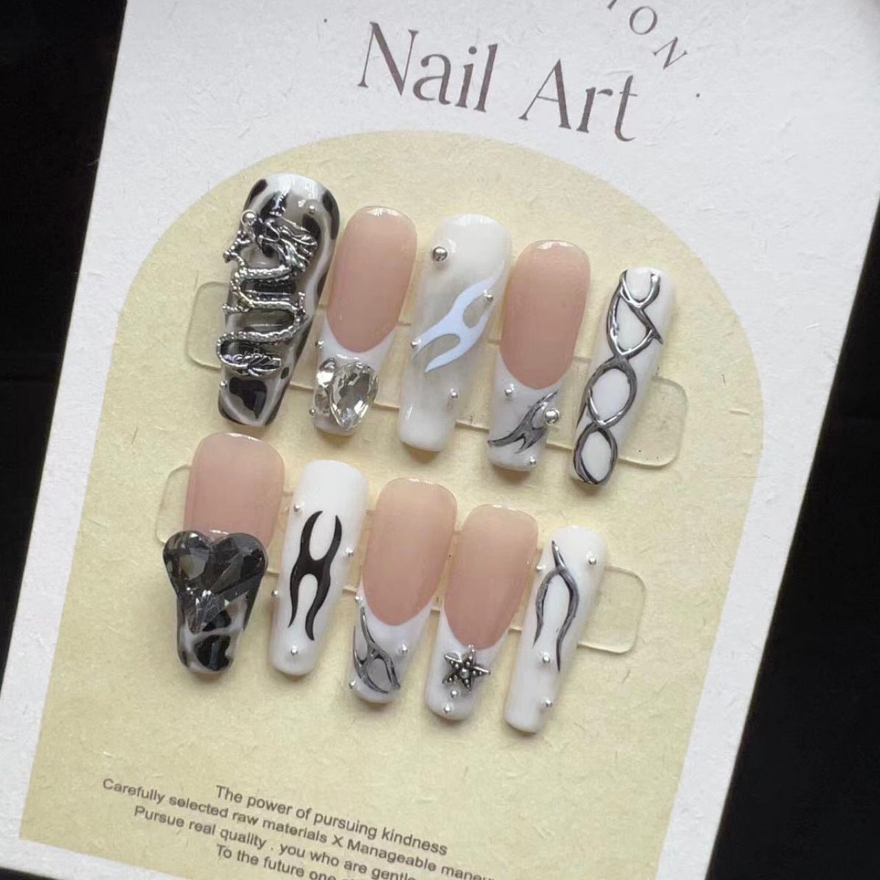 DRAGON-TEN PIECES OF HANDCRAFTED PRESS ON NAIL