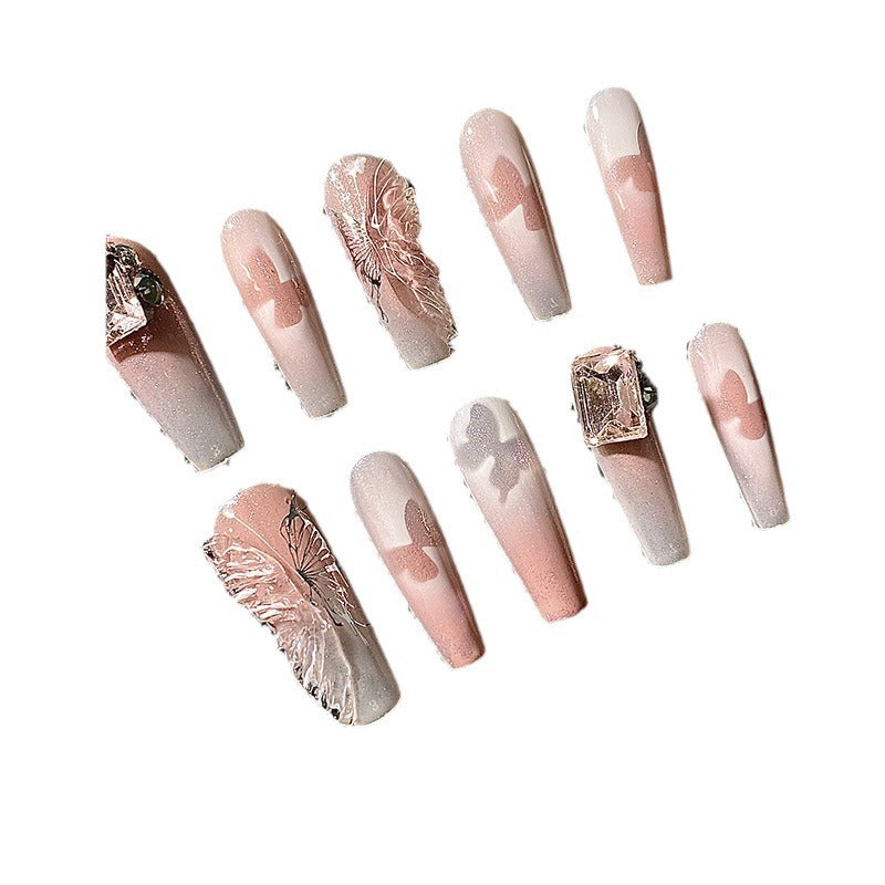 FLASH BUTTERFLY-TEN PIECES OF HANDCRAFTED PRESS ON NAIL