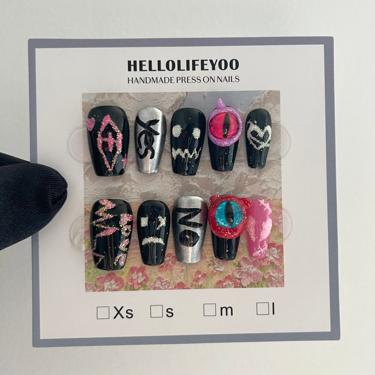 【HALLOWEEN】GHOST CEMETER-LUMINOUS-TEN PIECES OF HANDCRAFTED PRESS ON NAIL