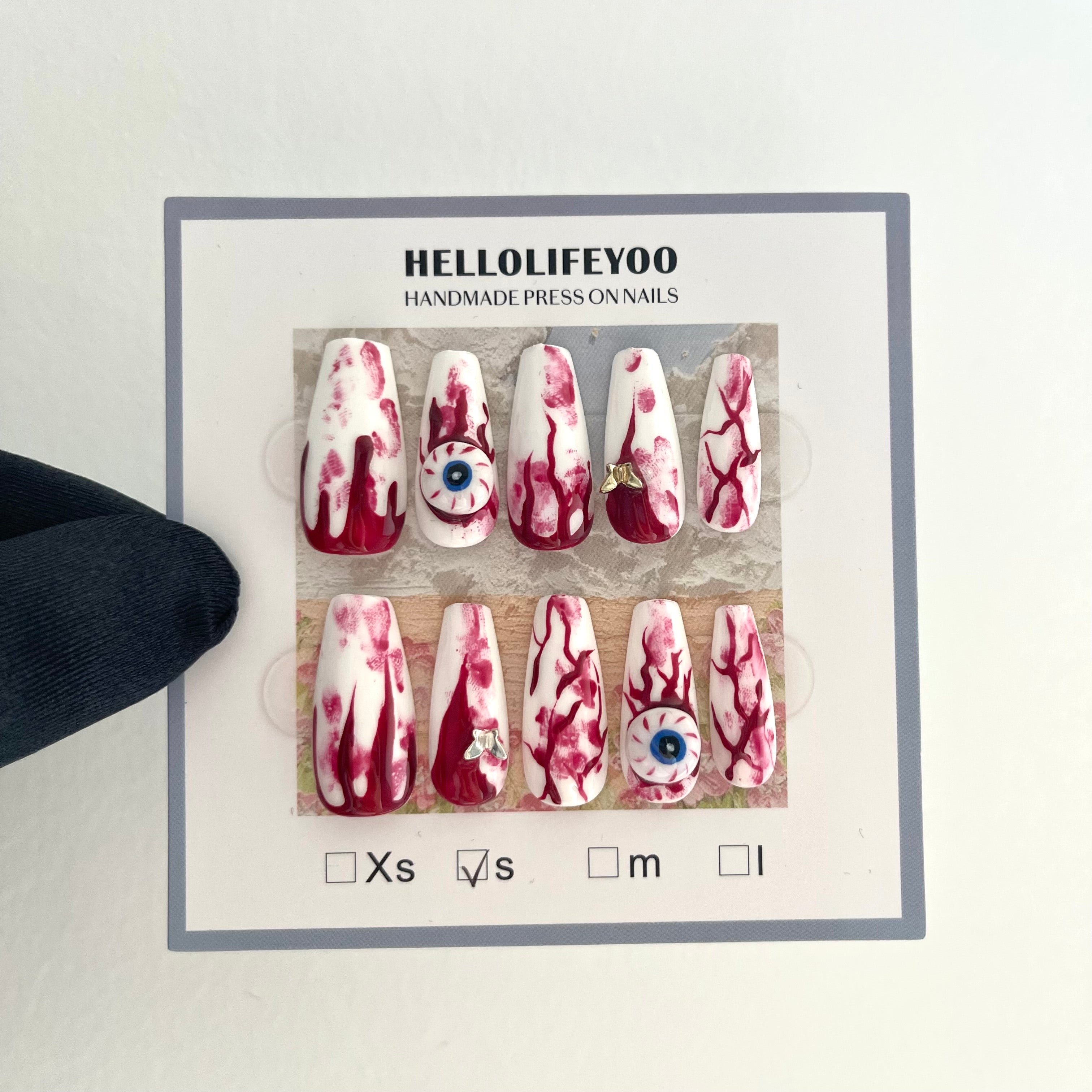 【HALLOWEEN】DEVIL'S EYE-TEN PIECES OF HANDCRAFTED PRESS ON NAIL
