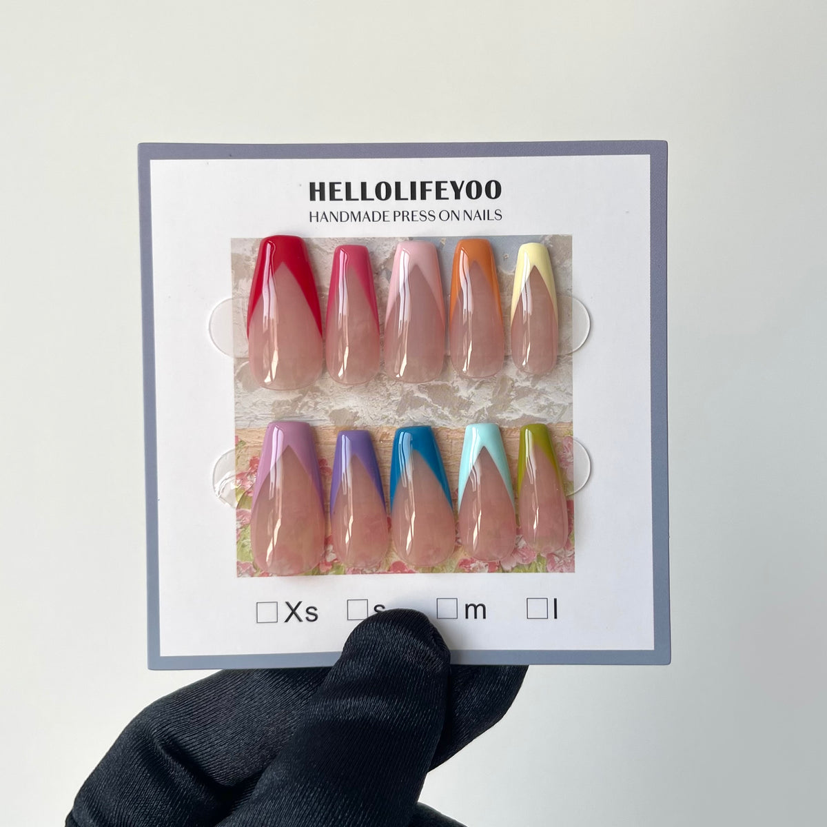 RAINBOW -TEN PIECES OF HANDCRAFTED PRESS ON NAIL