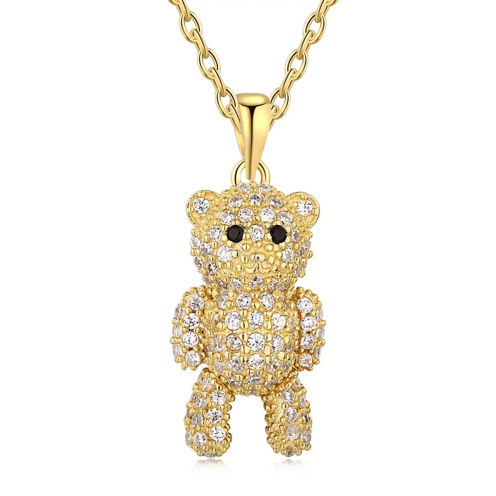 Diamante Bear Necklace