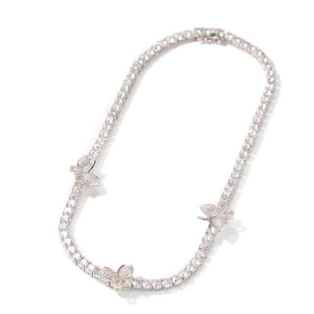 Tennis Chain Butterfly Necklace
